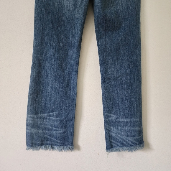 AYR The Bomb Pop High-Rise Cropped Flare Jeans Raw Hem Denim Size 27 - Picture 13 of 16